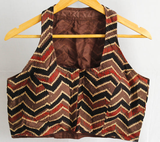 Brown Ajrakh Box Halter Blouse