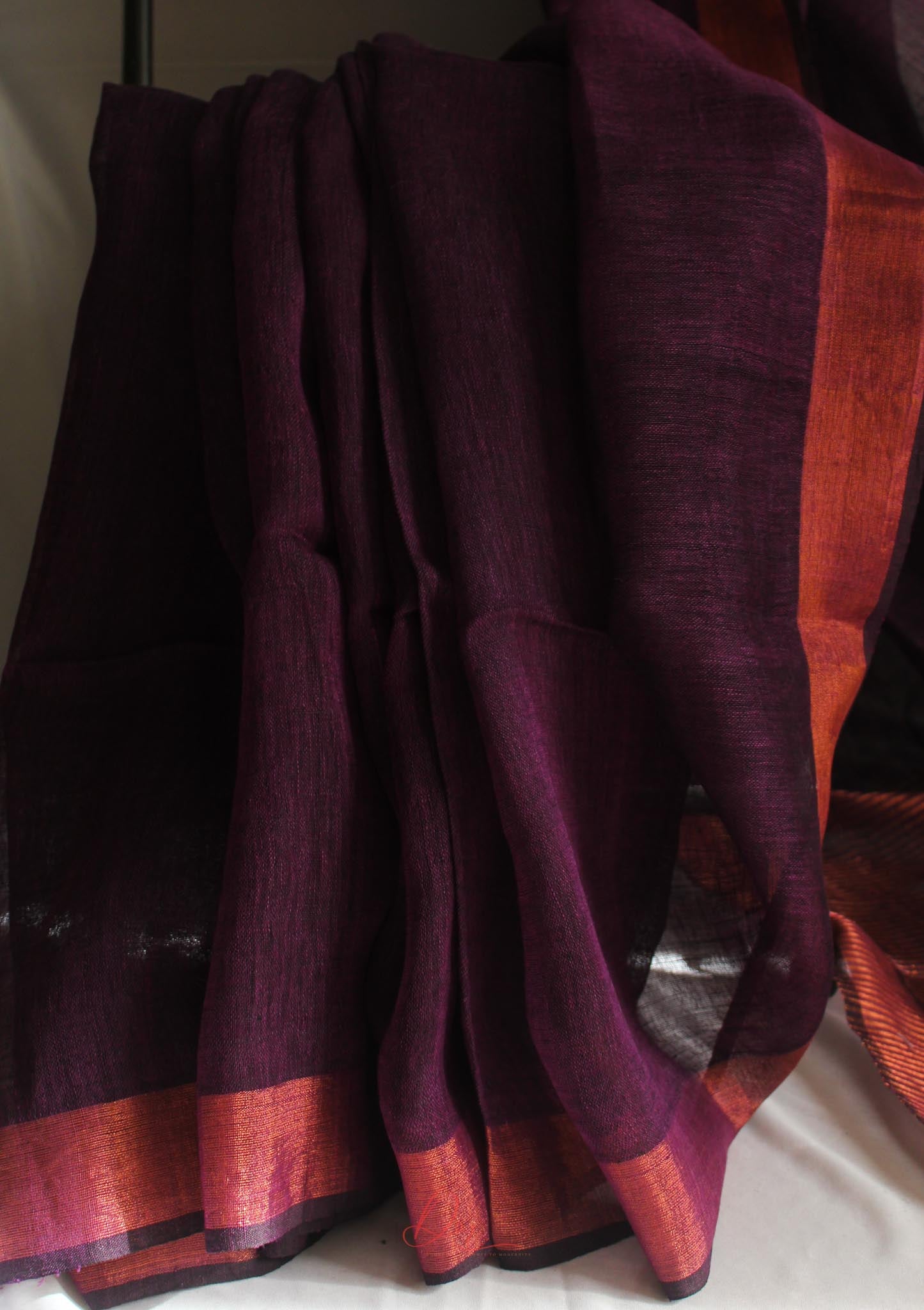 Dark Plum Zari Lines Pallu