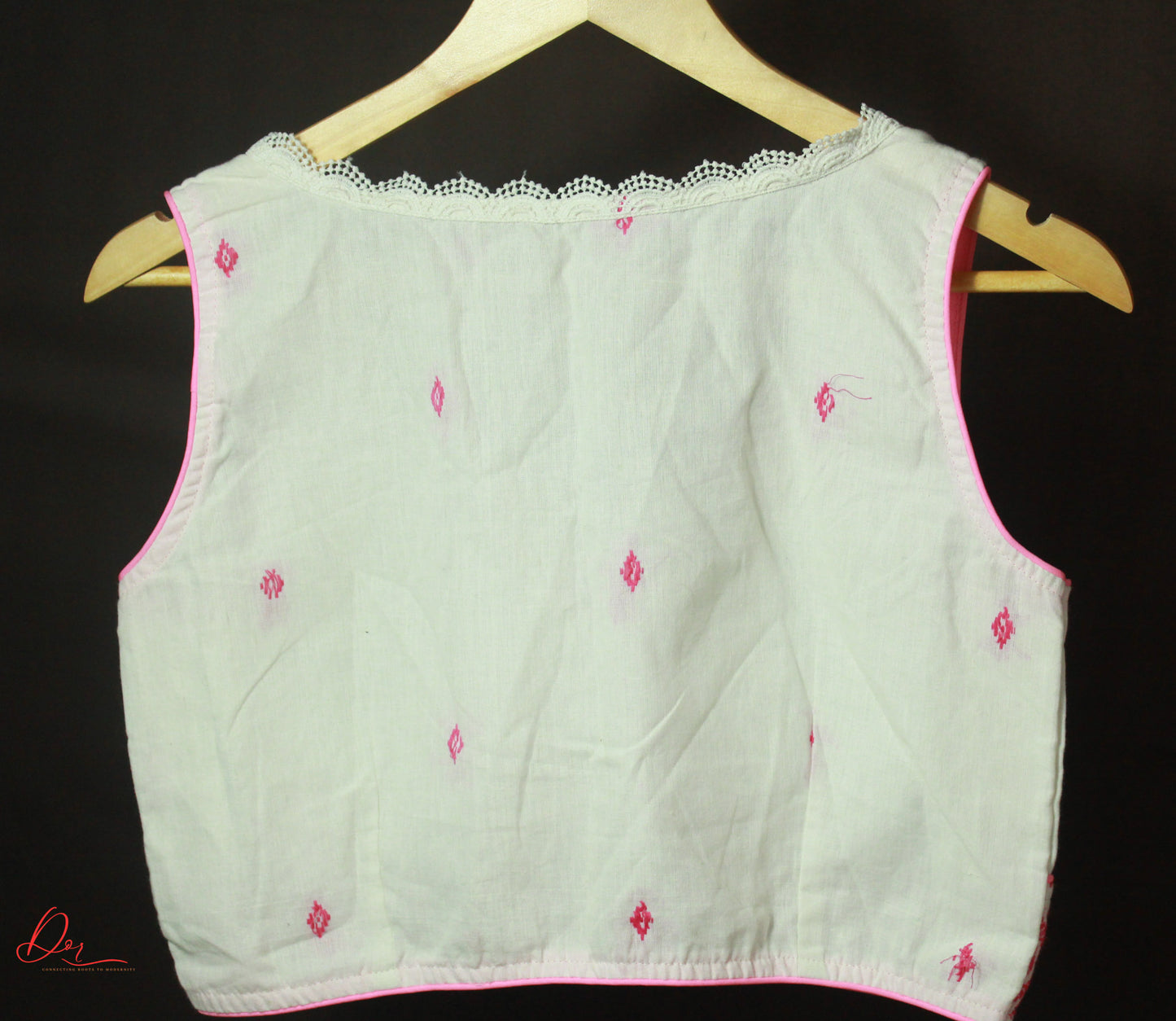 White and Pink Jamdani Blouse